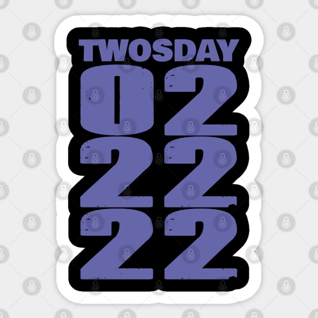 Twosday 022222 in Very Peri Periwinkle Blue Typography Sticker by ellenhenryart